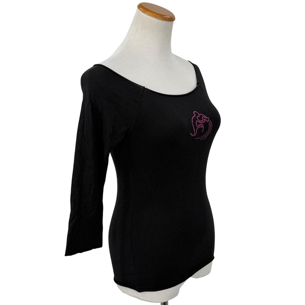 Vtg 90s NWT Smudge Black Studded Aquarius Tee | Dark Academia Grunge Y2K Indie M - Picture 12 of 13